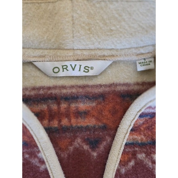 Orvis Womens Small Southwestern Aztec Fleece Vest Button Front Pockets - Picture 5 of 10